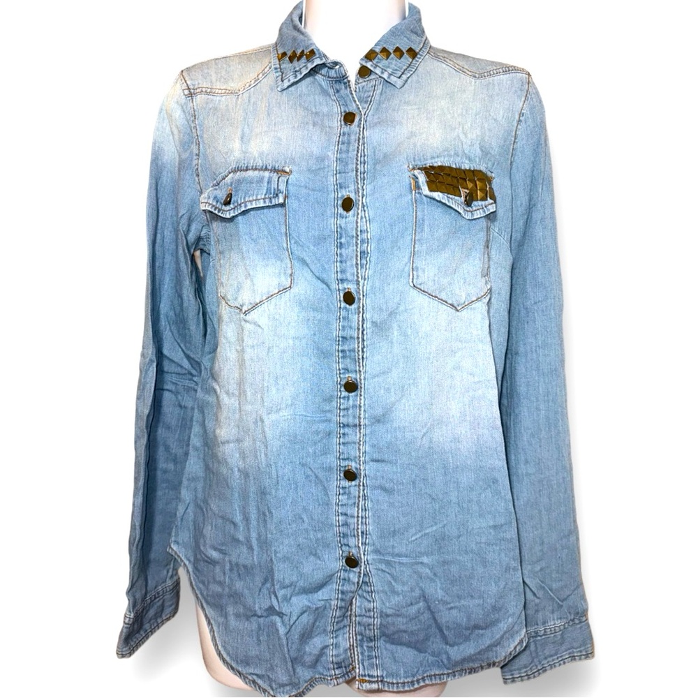 Life in Progress Denim Long Sleeve Blue Button Down